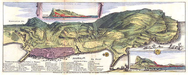 Gezicht op Gibraltar 1720 De la Feuille