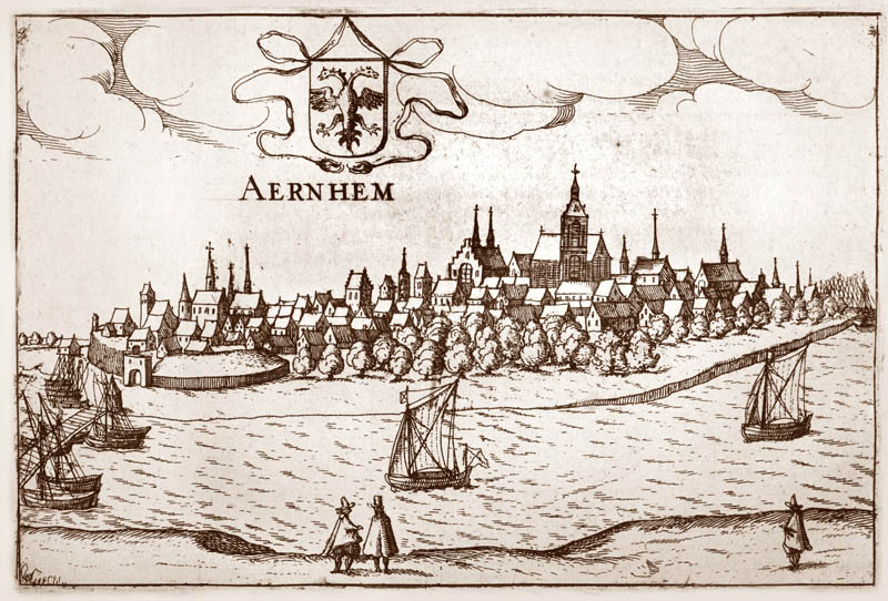 Gezicht op Arnhem 1613 Janssonius