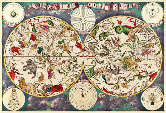 Planisphere Coeleste (Sterrenbeelden)1680 Frederik de Wit