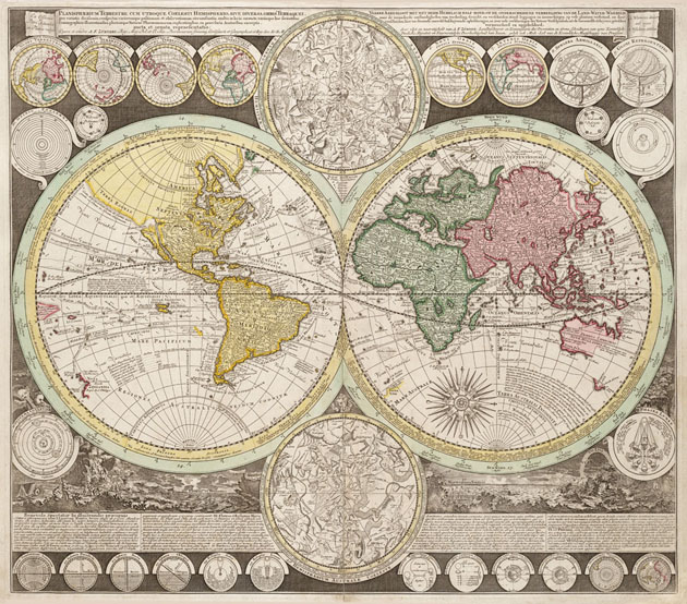 het dossier Waardig vervangen Planisphere wereldkaarten 1735 Ottens